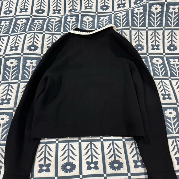 Sezane Betty Cardigan Black with White Trim - Picture 4 of 7